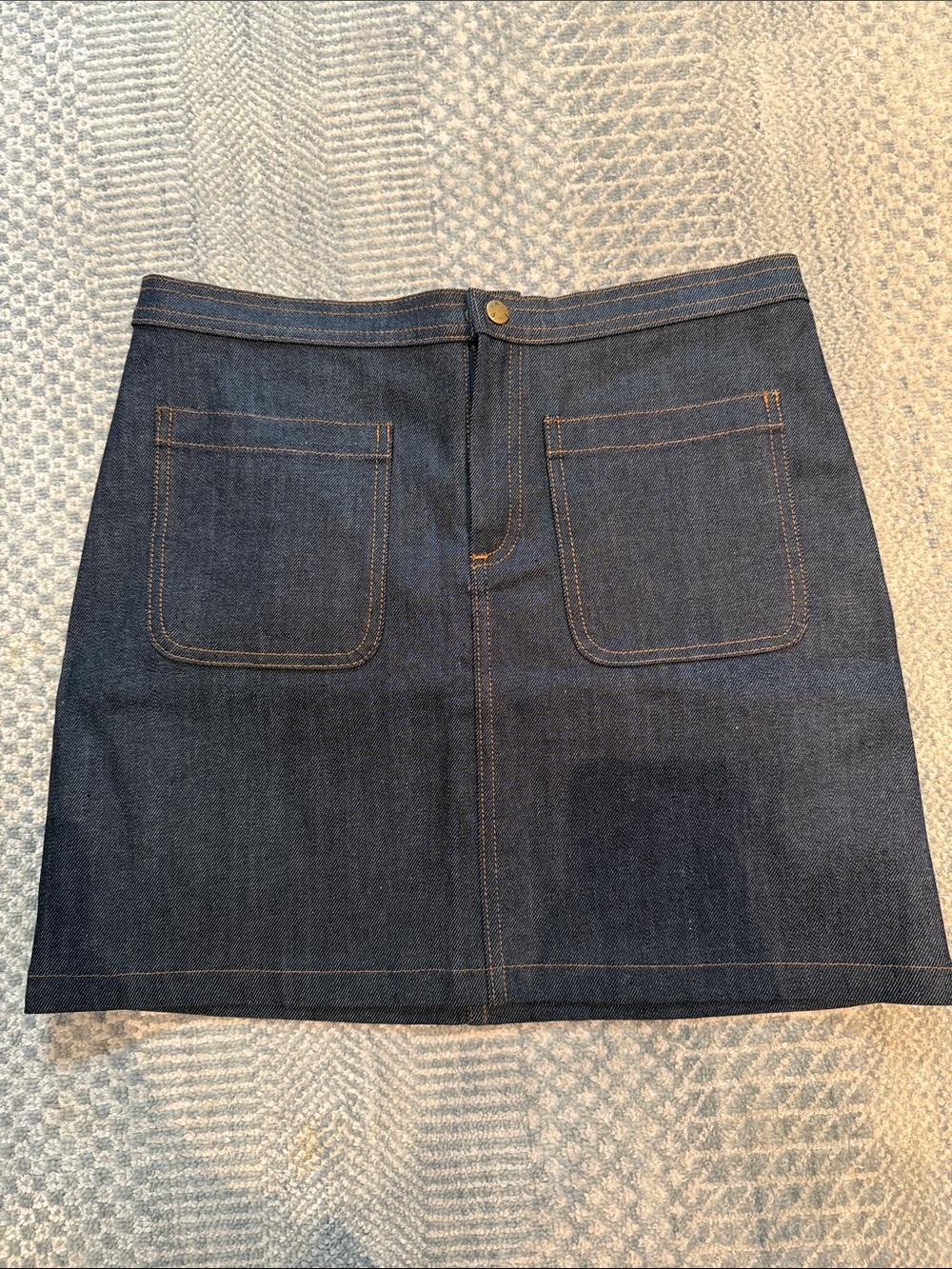 A.P.C. Dark Indigo Denim Mini Skirt with Front Patch Pockets